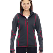 Front view of Ladies’ Pulse Textured Bonded Fleece Jacket With Print