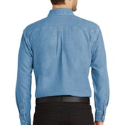 Back view of Tall Long Sleeve Denim Shirt