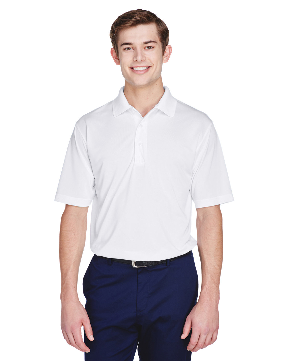 Front view of Men’s Cool & Dry 8-Star Elite Performance Interlock Polo