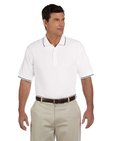 Front view of Men's Pima Piqué Hort-Sleeve Tipped Polo