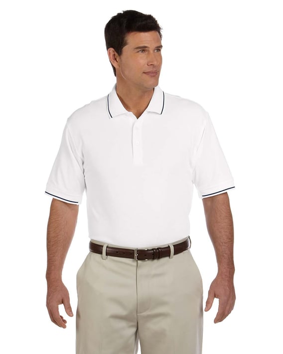 Front view of Men’s Pima Piqué Hort-Sleeve Tipped Polo