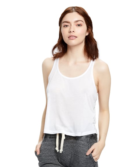 Front view of Ladies' Sheer Cropped Racer Tank