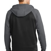 Back view of Sport-Wick® Varsity Fleece Full-Zip Hooded Jacket