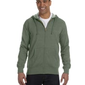 Front view of Unisex Heathered Full-Zip Hooded Sweatshirt