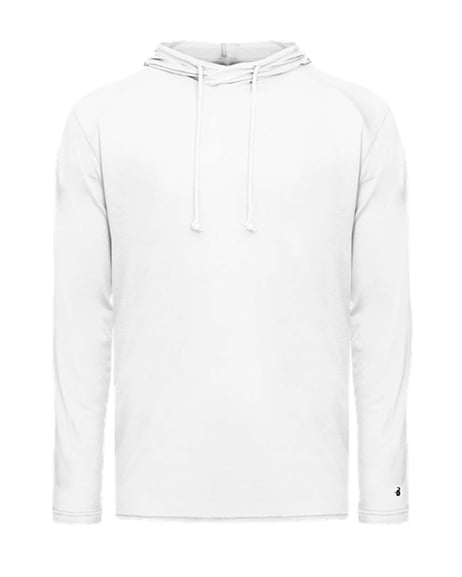 Front view of Tri-Blend Surplice Hooded Long Sleeve T-Shirt