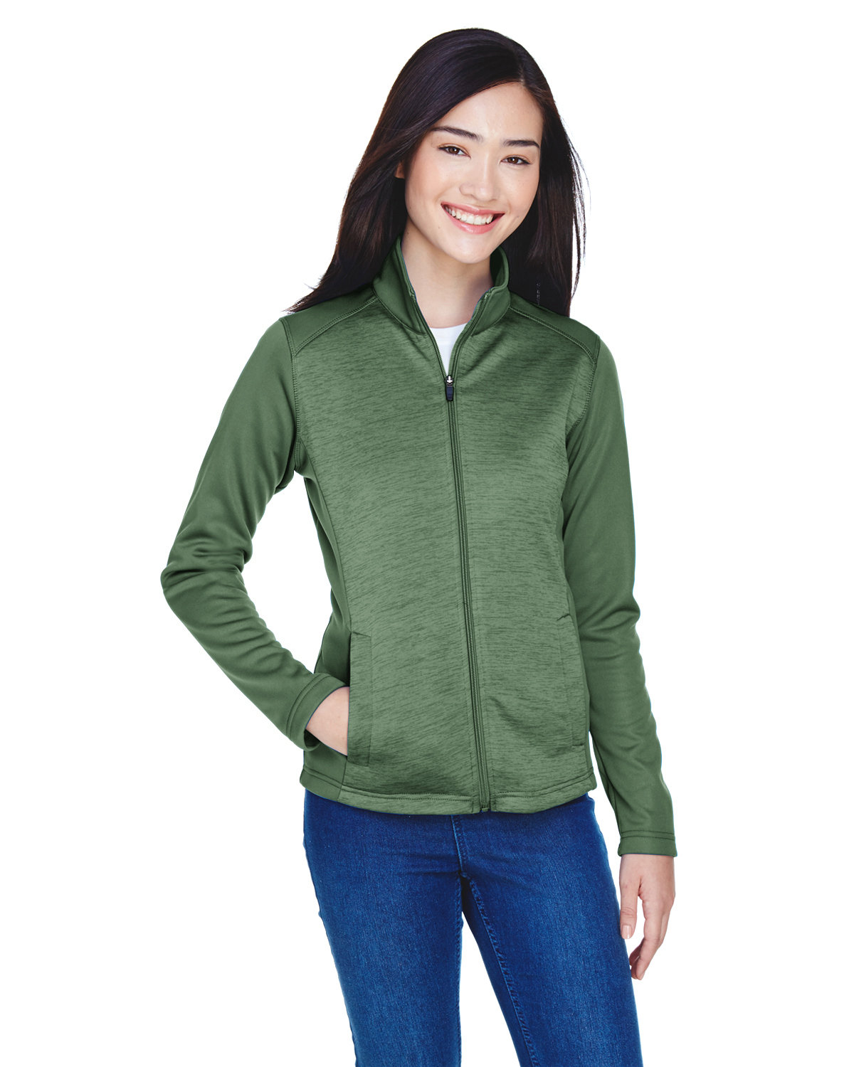 Front view of Ladies’ Newbury Colorblock M Lange Fleece Full-Zip