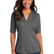 Front view of Ladies Stretch Heather Open Neck Top
