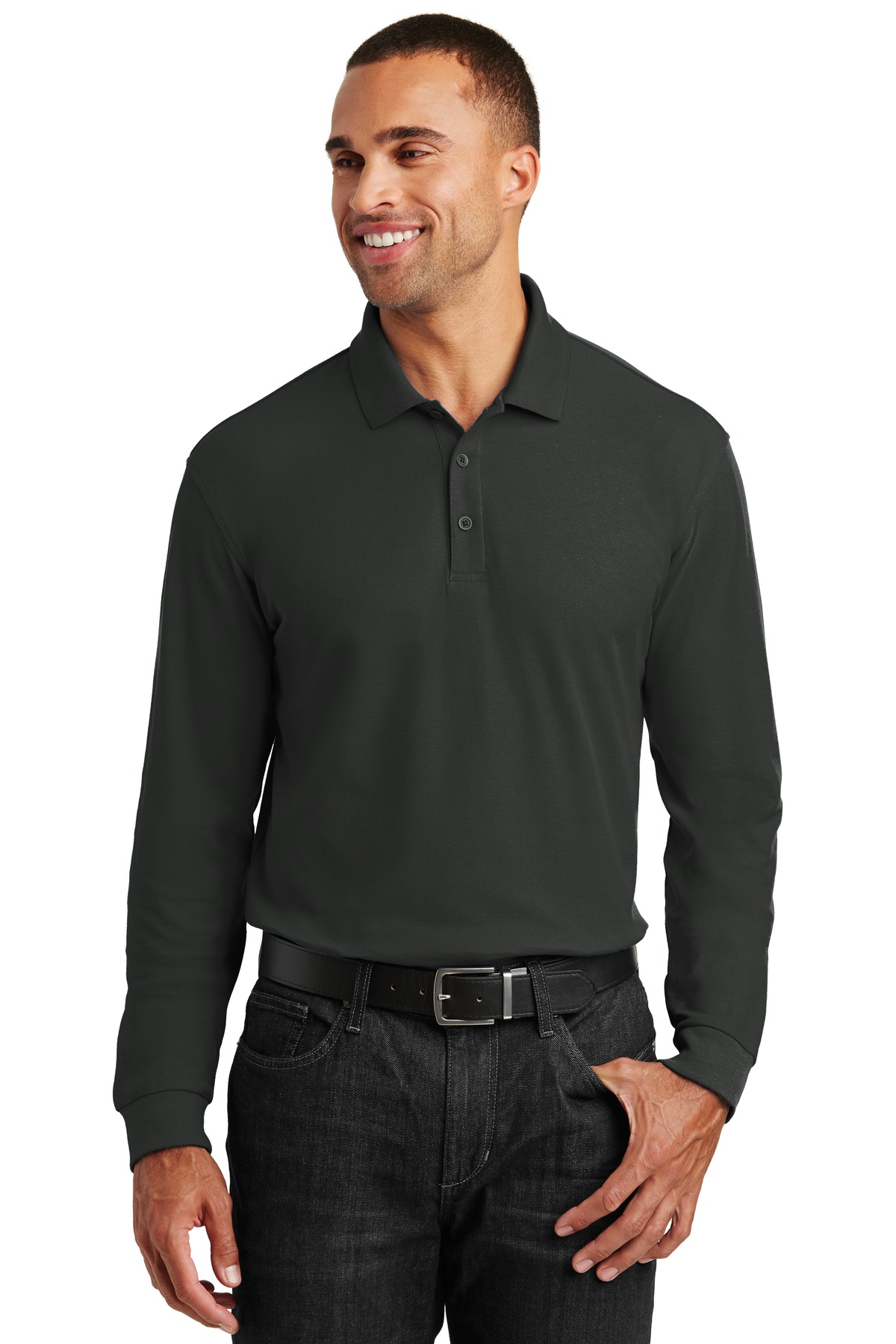 Front view of Long Sleeve Core Classic Pique Polo