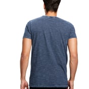 Back view of Men’s 6 Oz. True Indigo Striped Crew