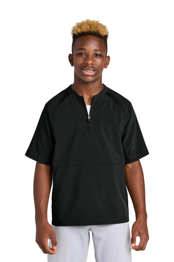 Front view of Youth Repeat 1/2-Zip Short Sleeve Jacket