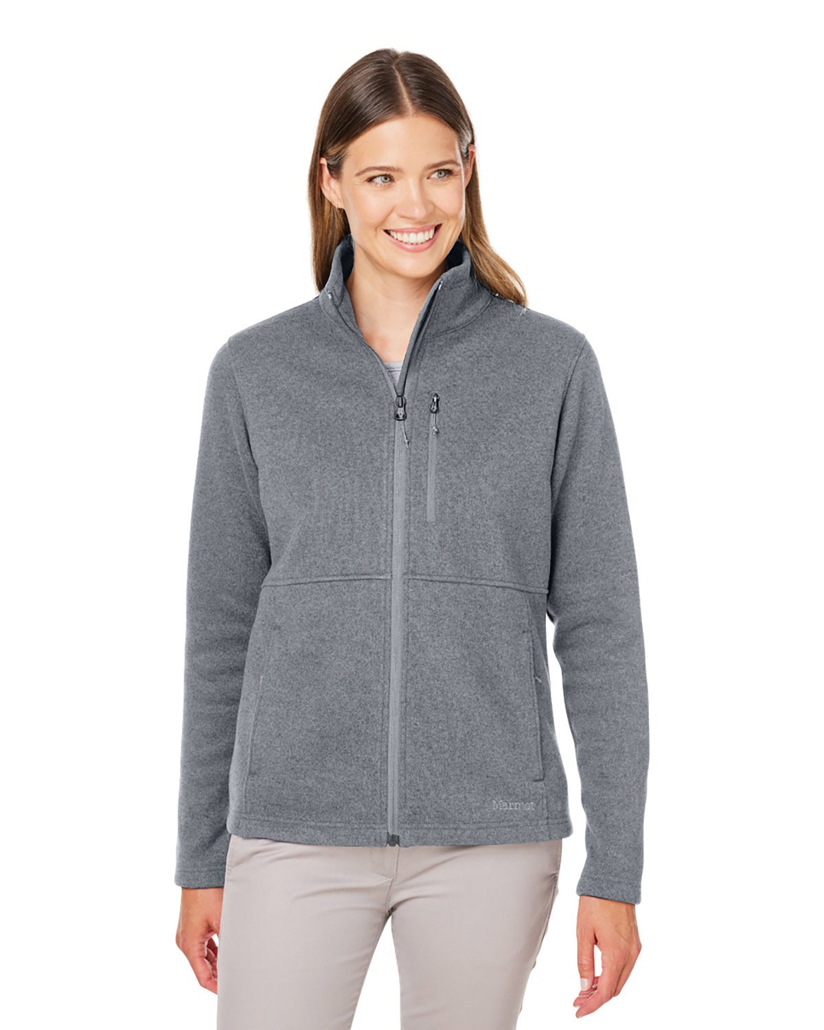 Front view of Ladies’ Dropline Sweater Fleece Jacket