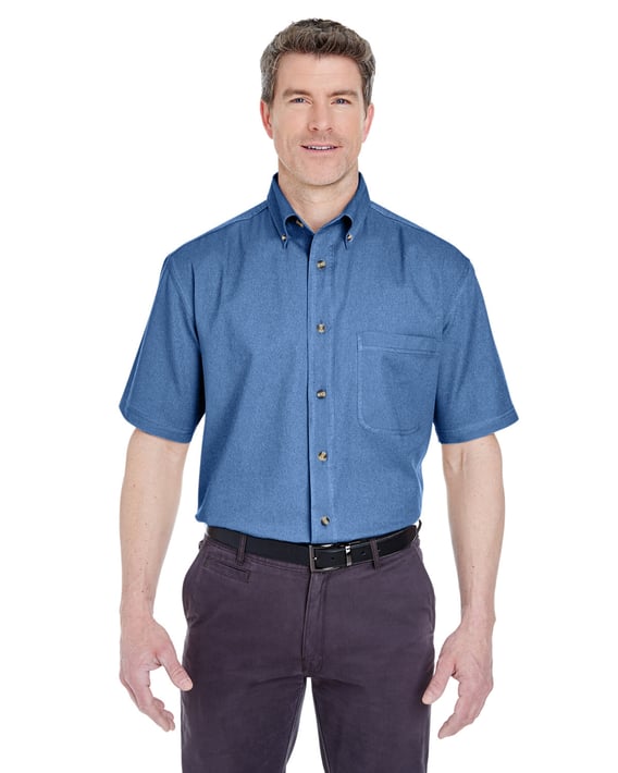 Front view of Adult Cypress Short-Sleeve Denim With Pocket