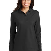Front view of Ladies Silk Touch Long Sleeve Polo