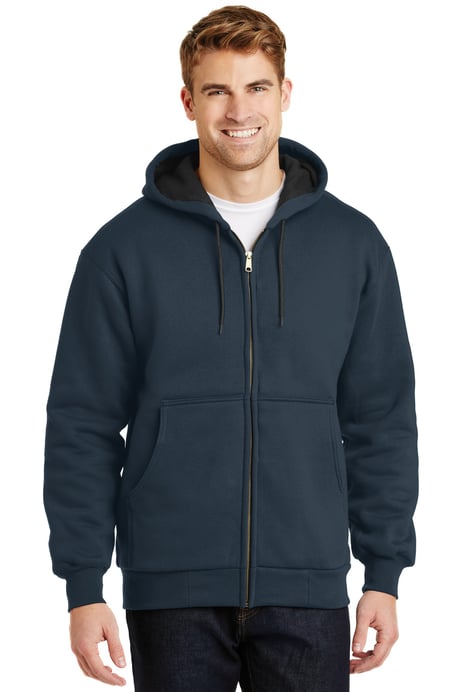 Front view of Heavyweight Full-Zip Hooded Sweatshirt With Thermal Lining