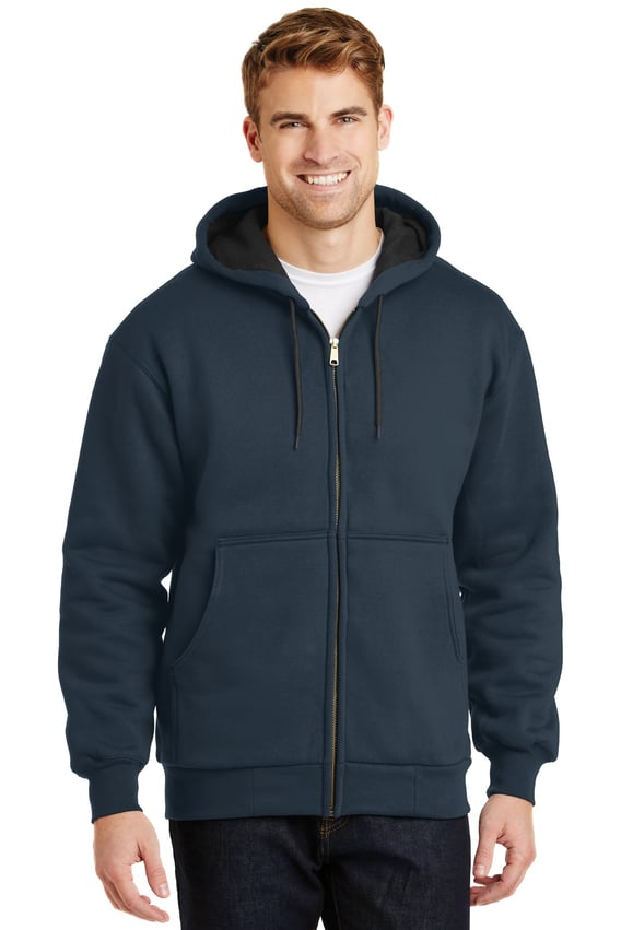 Front view of Heavyweight Full-Zip Hooded Sweatshirt With Thermal Lining