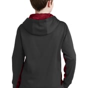 Back view of Youth Sport-Wick® CamoHex Fleece Colorblock Hooded Pullover