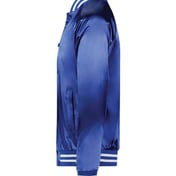 Side view of Satin Baseball Jacket Striped Trim