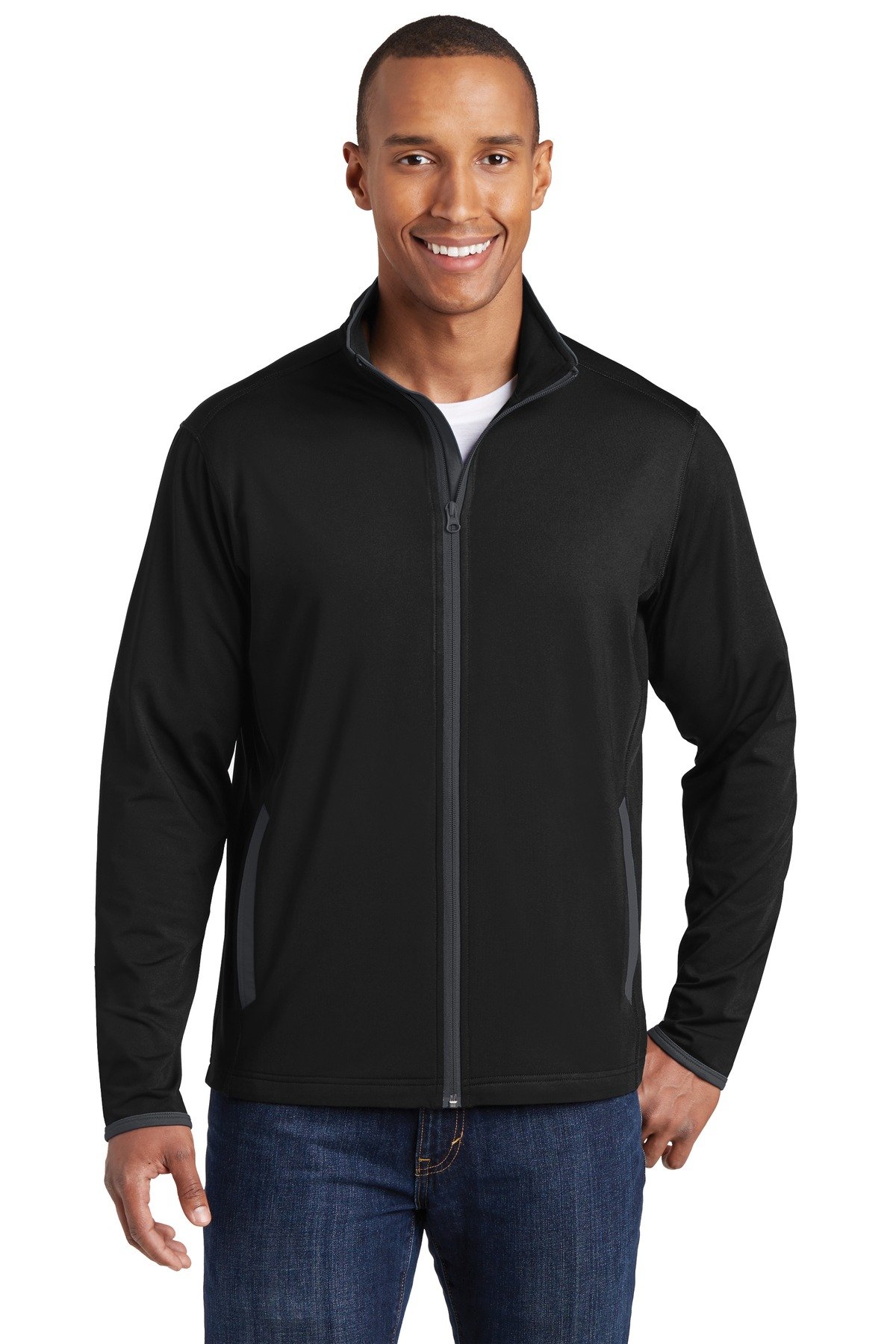Front view of Sport-Wick® Stretch Contrast Full-Zip Jacket