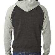 Back view of Adult Triblend Colorblock Full-Zip Fleece Hood