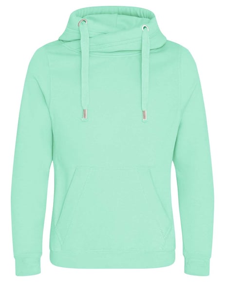 Front view of Cross Neck Hooded Sweatshirt