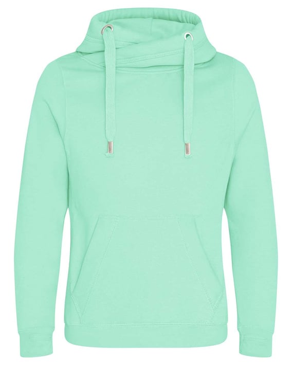 Front view of Cross Neck Hooded Sweatshirt
