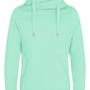 Front view of Cross Neck Hooded Sweatshirt