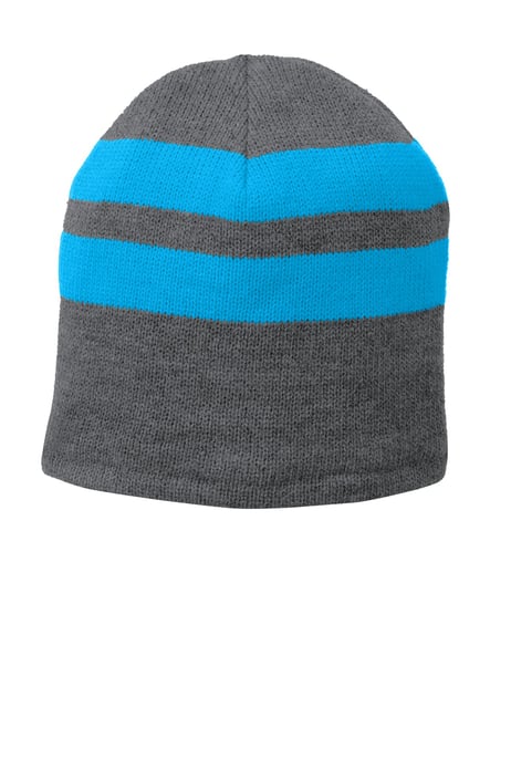 Frontview ofFleece-Lined Striped Beanie Cap