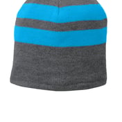 Front view of Fleece-Lined Striped Beanie Cap
