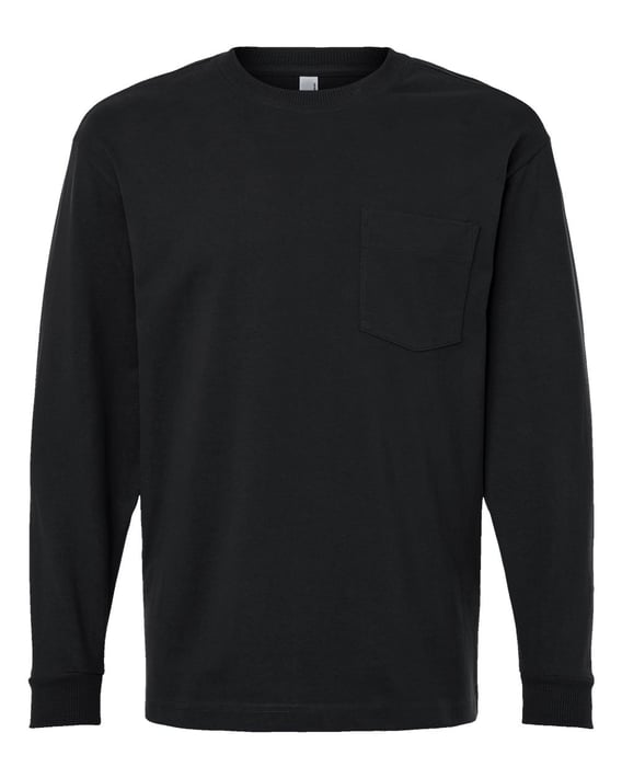 Front view of Super Heavyweight Long Sleeve Pocket Tee
