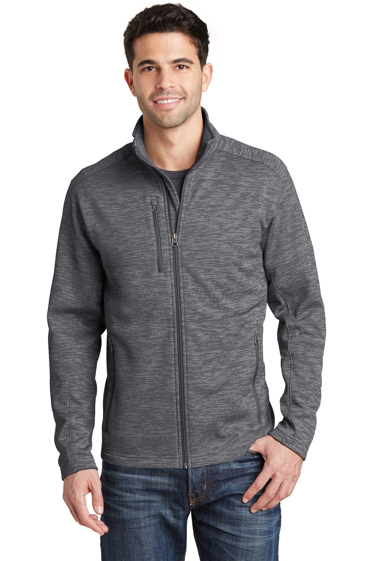 Front view of Digi Stripe Fleece Jacket