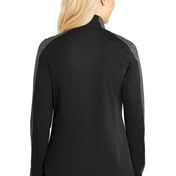 Back view of Ladies Active Colorblock Soft Shell Jacket