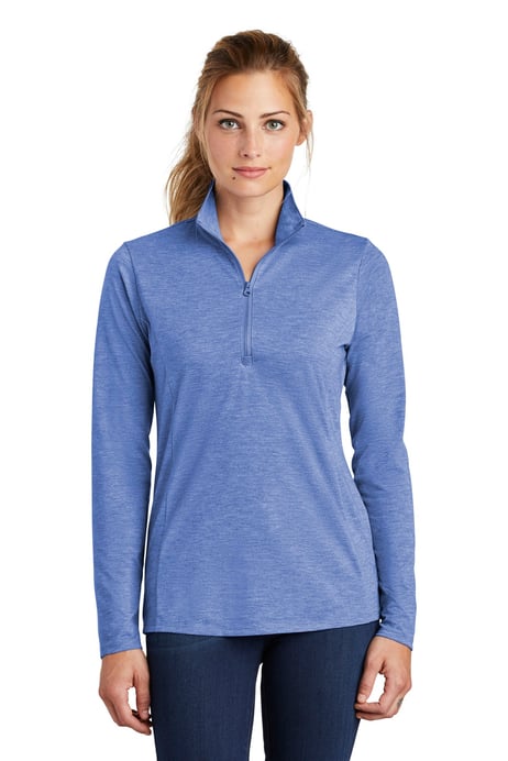 Front view of Women's PosiCharge ® Tri-Blend Wicking 1/4-Zip Pullover