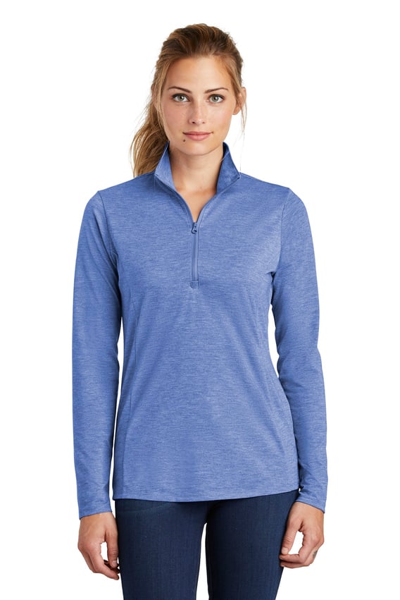 Front view of Women’s PosiCharge &reg; Tri-Blend Wicking 1/4-Zip Pullover