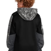 Back view of Youth Sport-Wick&reg; Mineral Freeze Fleece Colorblock Hooded Pullover