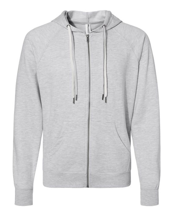 Front view of Icon Lightweight Loopback Terry Full-Zip Hooded Sweatshirt