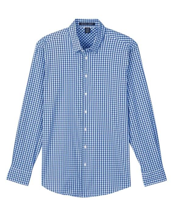 Front view of CrownLux Performance® Gingham Dress Shirt
