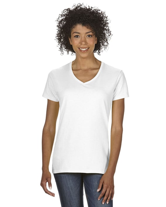 Front view of Ladies’ Heavy Cotton™ V-Neck T-Shirt