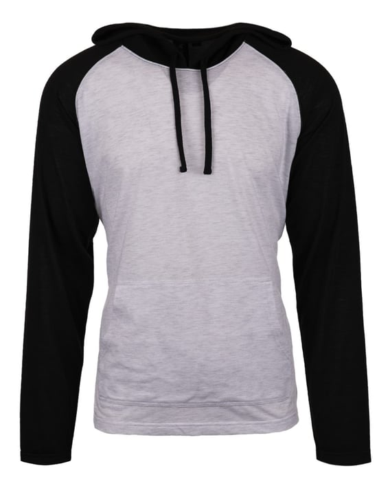 Front view of Yarn-Dyed Hooded Raglan T-Shirt