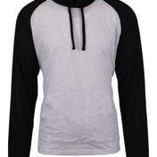 Front view of Yarn-Dyed Hooded Raglan T-Shirt