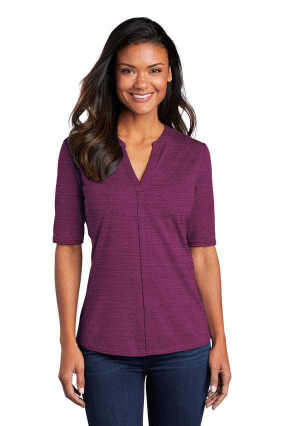 Front view of Women’s Stretch Heather Open Neck Top