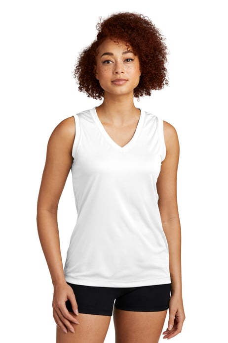 Front view of Ladies Sleeveless PosiCharge® Competitor V-Neck Tee