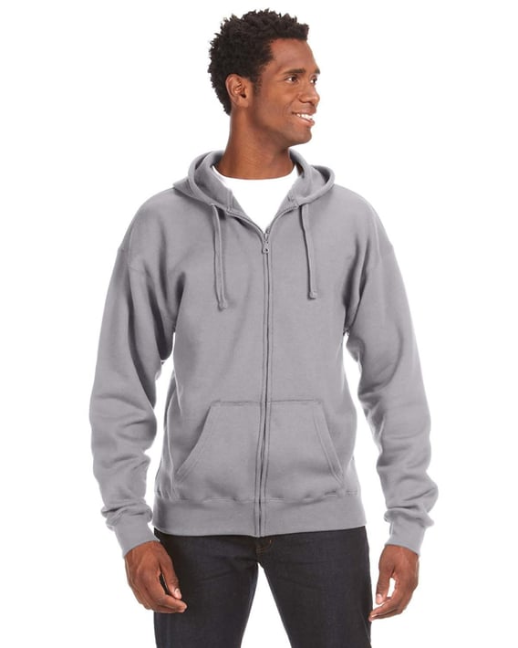 Front view of Adult Premium Full-Zip Fleece Hooded Sweatshirt