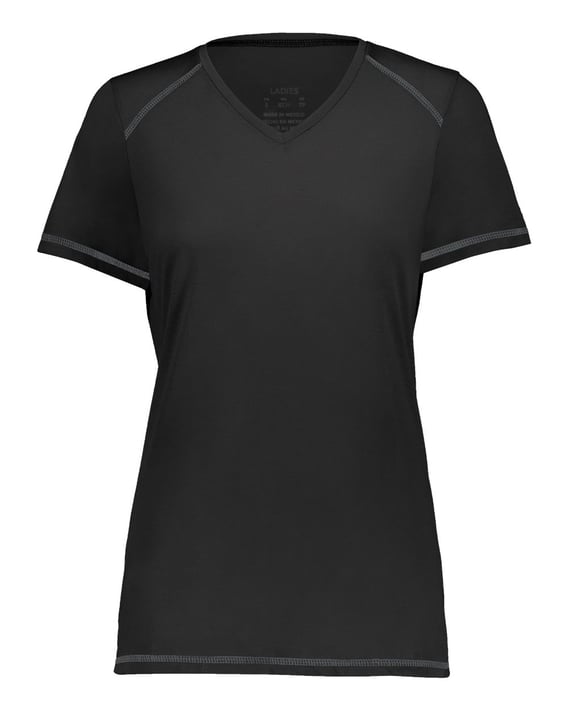 Front view of Women’s Super Soft-Spun Poly V-Neck T-Shirt