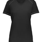Front view of Women’s Super Soft-Spun Poly V-Neck T-Shirt