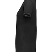 Side view of Women’s Super Soft-Spun Poly V-Neck T-Shirt