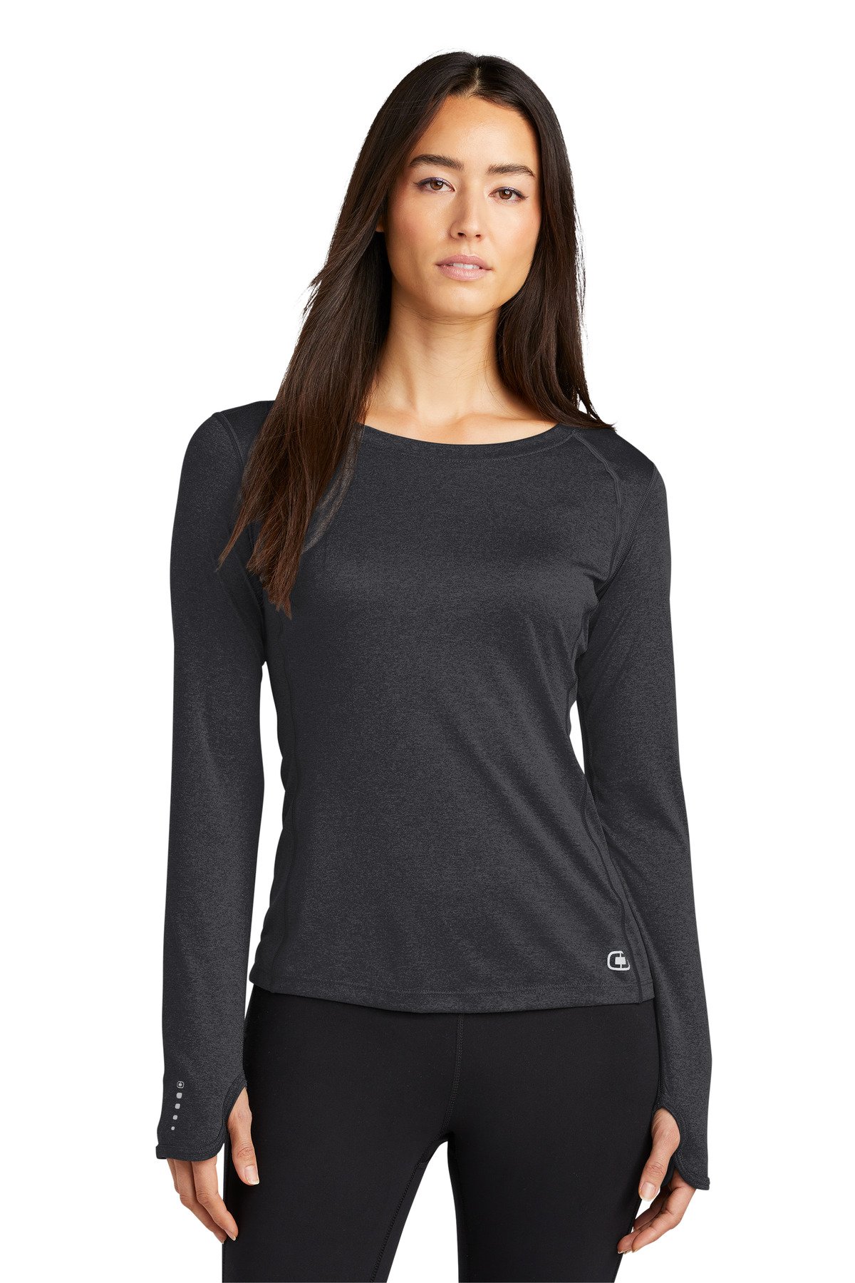 Front view of Ladies Long Sleeve Pulse Crew