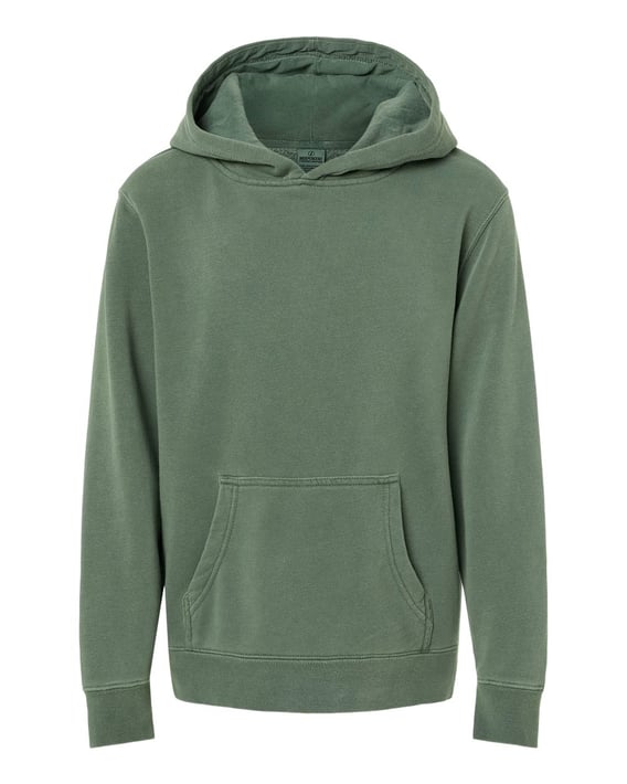 Front view of Youth Midweight Pigment-Dyed Hooded Sweatshirt