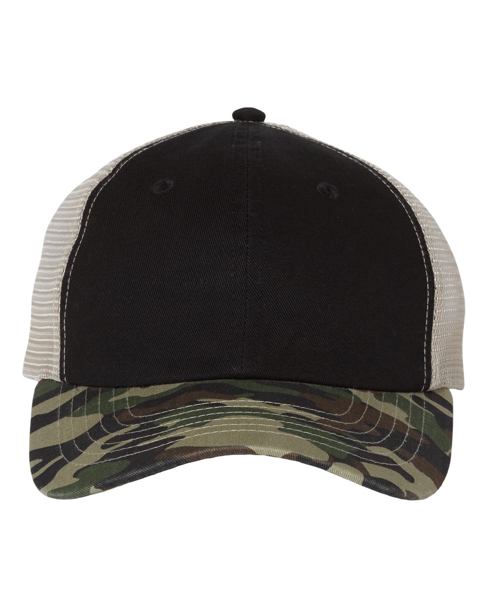 Front view of Contrast-Stitch Mesh-Back Cap