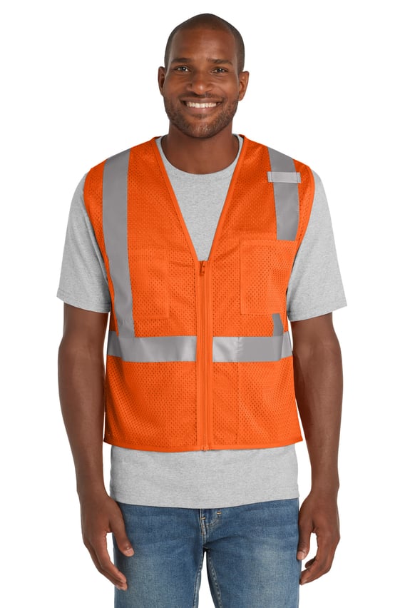 Front view of ANSI 107 Class 2 Mesh Zippered Vest
