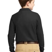 Back view of Youth Long Sleeve Silk Touch Polo